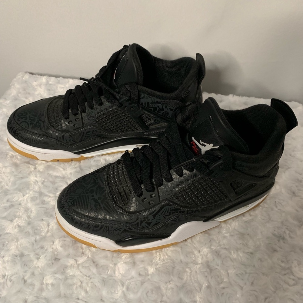 Air Jordan 4 Black White Tan Youth Size 5.5